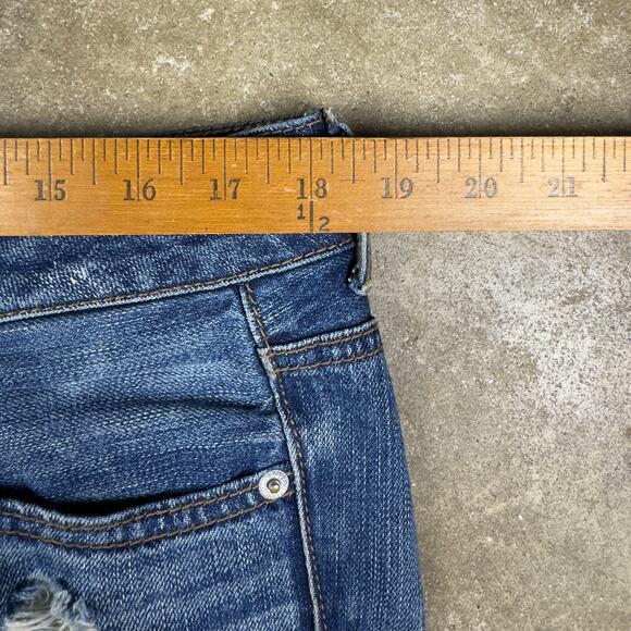 American Eagle Button-fly Boy Crop Jeans Women’s 10 Patch Distressed Medium Wash - Picture 7 of 10